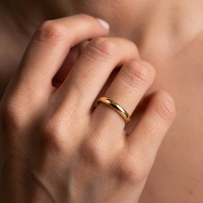 14K Yellow Gold Dome Wedding Bands | 2mm to 9mm Width | Hammer Matte Shiny Ice Matte Mens Womens Comfort Fit Wedding Bands Rings
