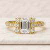 Emerald Cut With Round Side Stone Engagement Ring