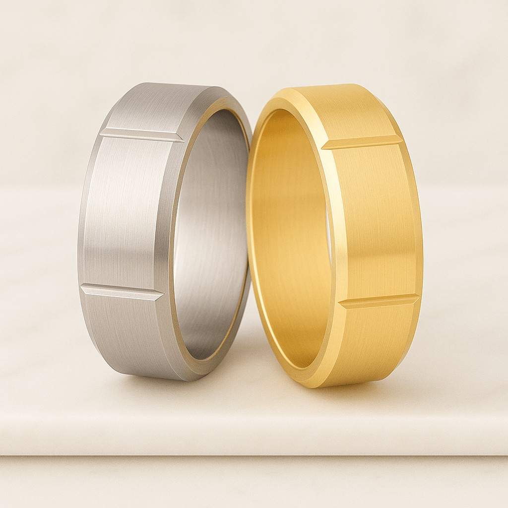 14K Yellow Gold Engagement Band Unique Cigar Band