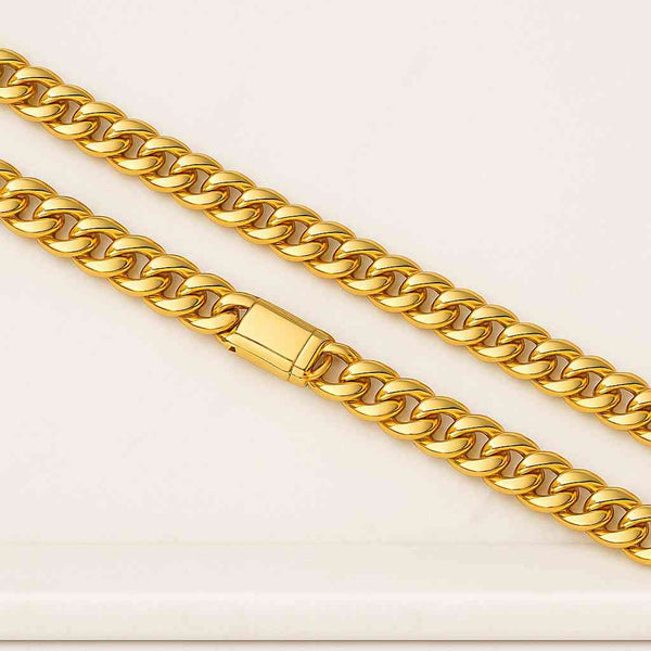 14K Yellow Gold Flat Cuban Chain Yellow Gold Flexible Chain Snake Chain