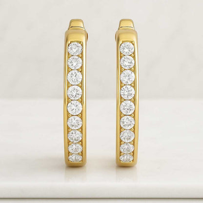 14K Yellow Gold Huggie Hoop Earrings For Women