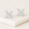 14K White Gold Clover Round Moissanite Diamond Stud Earrings