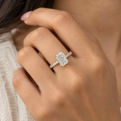 14K Yellow Gold Radiant Cut Engagement Ring Radiant Cut Solitaire Ring Radiant Cut Moissanite Ring IGI Certified Lab Grown Diamond Ring
