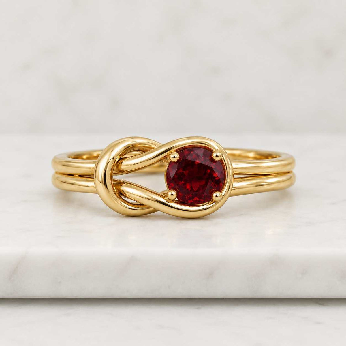 14K Yellow Gold Ruby and Diamond Knot Ring, 14K Solid Gold Ring, Natural Diamond Ring, Natural Ruby Ring, Anniversary Gift For Her

