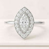 14K Marquise Cut Halo Engagement Ring for Girl Friend