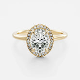 14K Yellow Oval Cut Lab Diamond Halo Ring