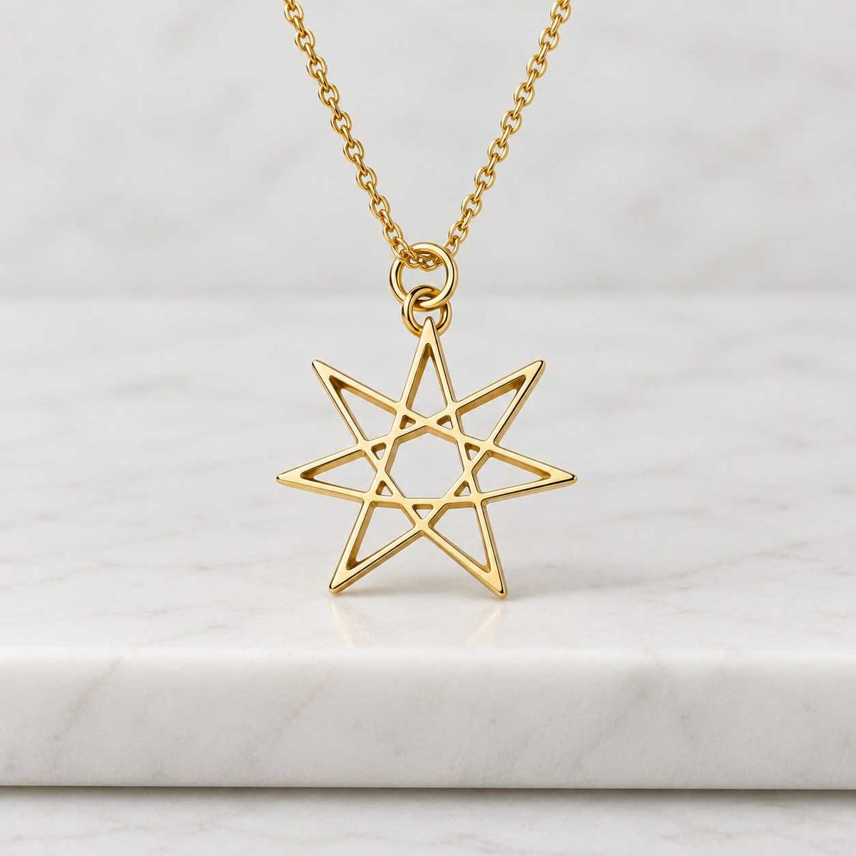 14k or 18k solid gold septagram pendant, pagan jewelry
