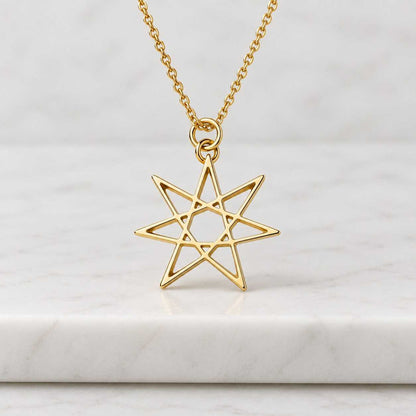 14K or 18K Solid Gold Septagram Pendant, Pagan Jewelry

