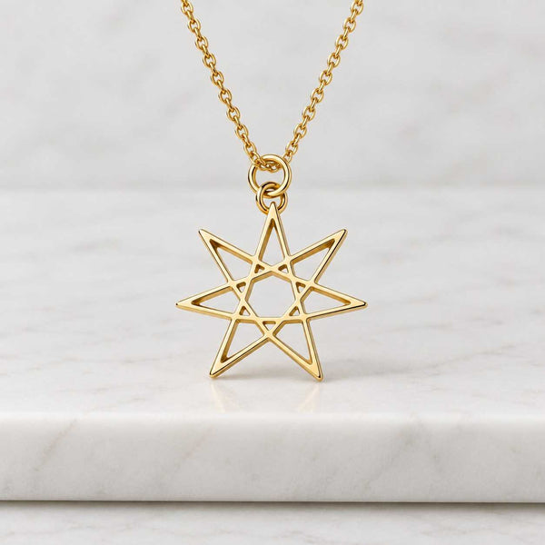 14K or 18K Solid Gold Septagram Pendant, Pagan Jewelry
