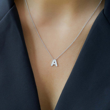 14Kt Gold Diamond Initial Necklace, Letter Necklace, Gold Diamond Necklace