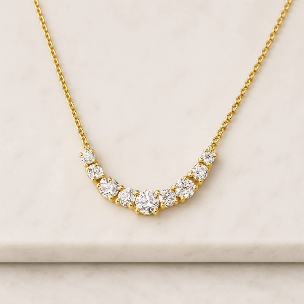 14Kt Gold Lab Grown Diamond Attached Necklace