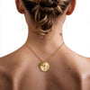 14K Rose Gold Peridot Birthstone Engraved Disc Necklace