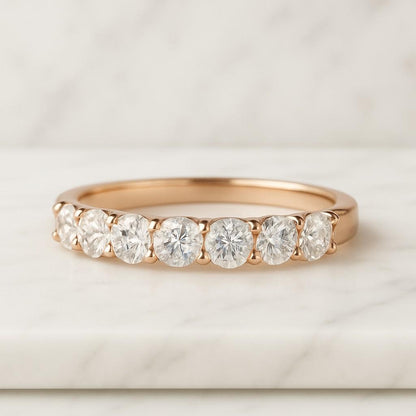 14k Gold Diamond Half Eternity Ring Stackable Wedding Band Diamond Half Eternity Band Solitaire Bridal Ring