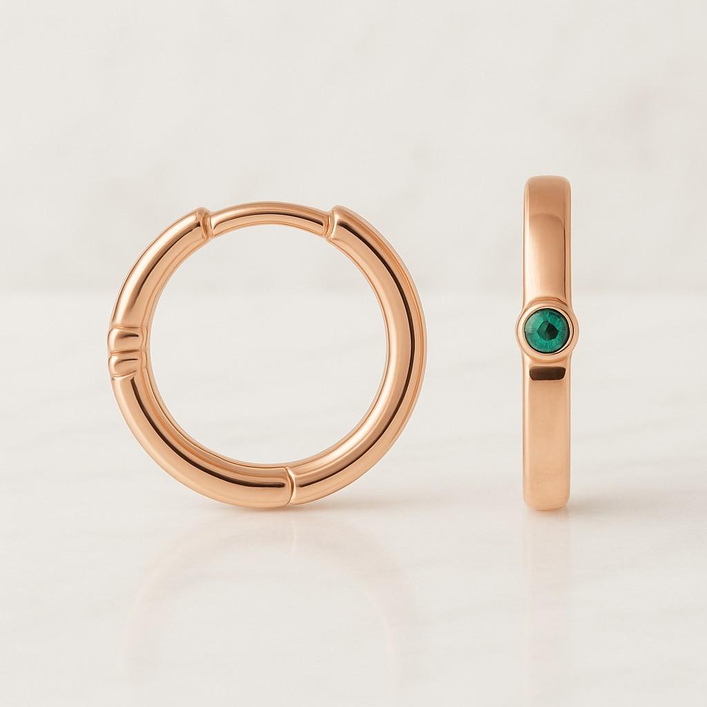 14k Gold Emerald Hoop Earrings Dainty Emerald Huggie Earrings Emerald Dangle Earrings Birthstone Earrings Gemstone Earrings Gifts for her