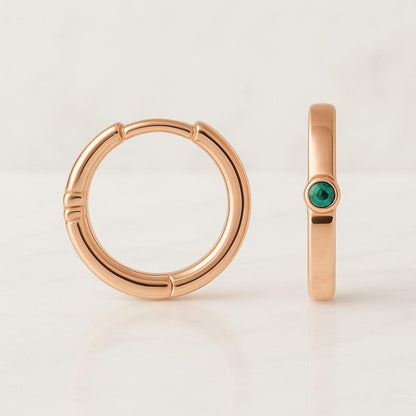 14k Gold Emerald Hoop Earrings Dainty Emerald Huggie Earrings Emerald Dangle Earrings Birthstone Earrings Gemstone Earrings Gifts for her