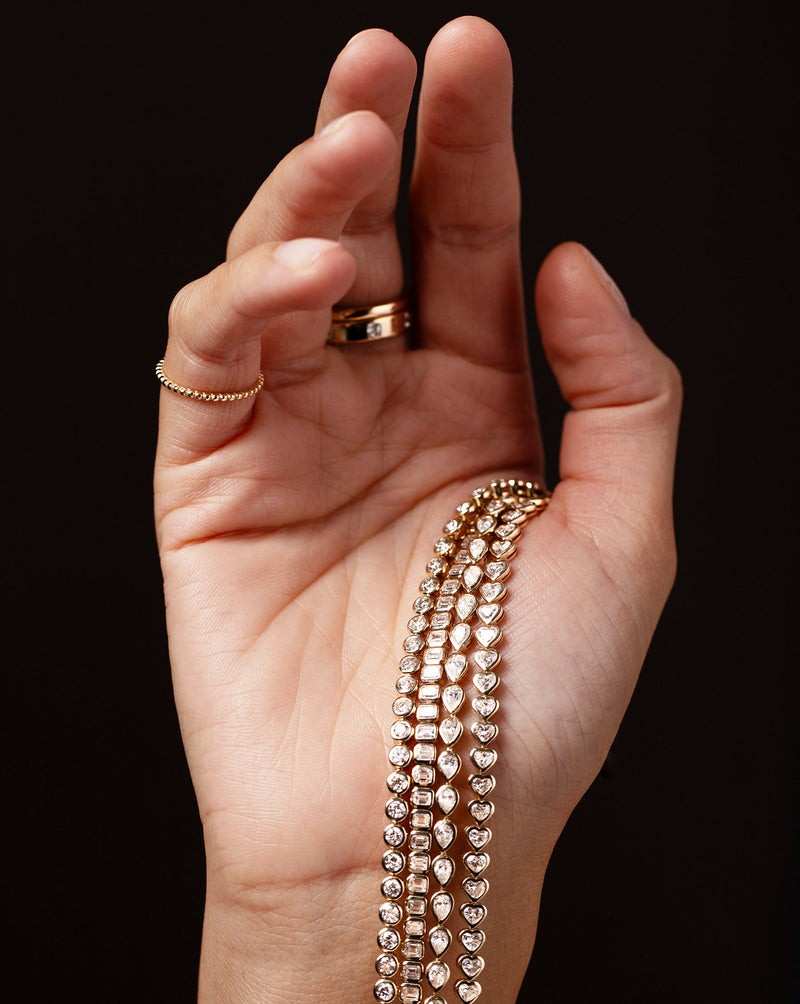 Sterling Silver 925 4mm Round Bezel White Cubic Zirconia Tennis Bracelet