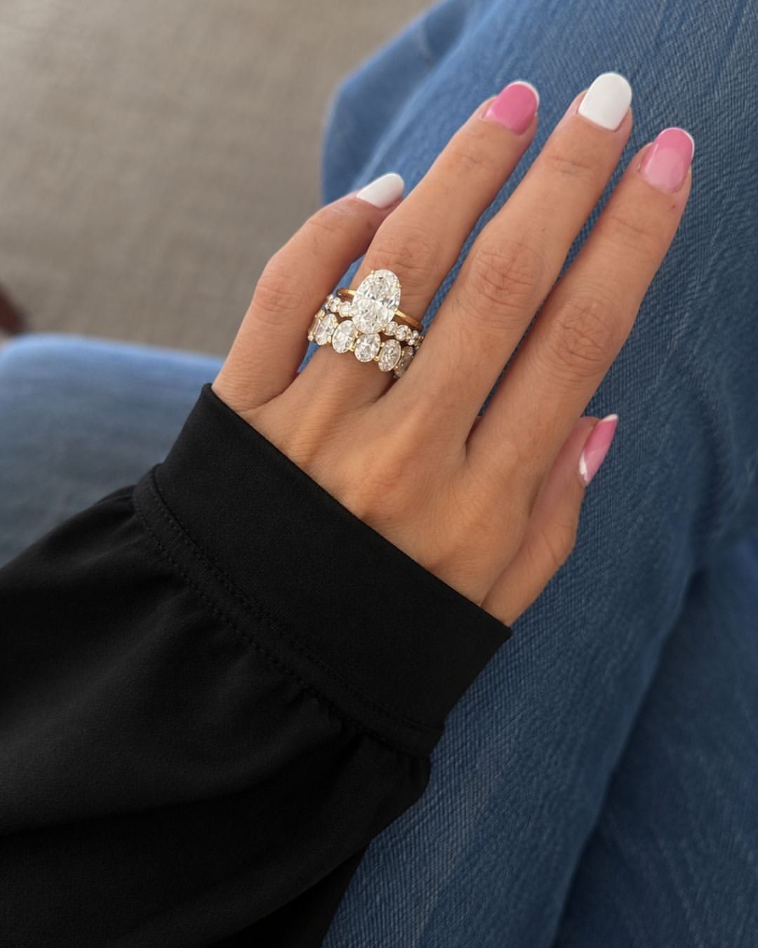 oval cut moissanite engagement ring set