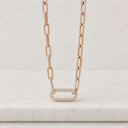 Solid 14k Gold Open Link Oval Paperclip Chain, Oval Rounded Chunky Paperclip Cable Chain