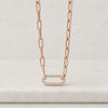 Yellow Gold Round Cut Lab Grown Diamond Paperclip Chain Link Necklace
