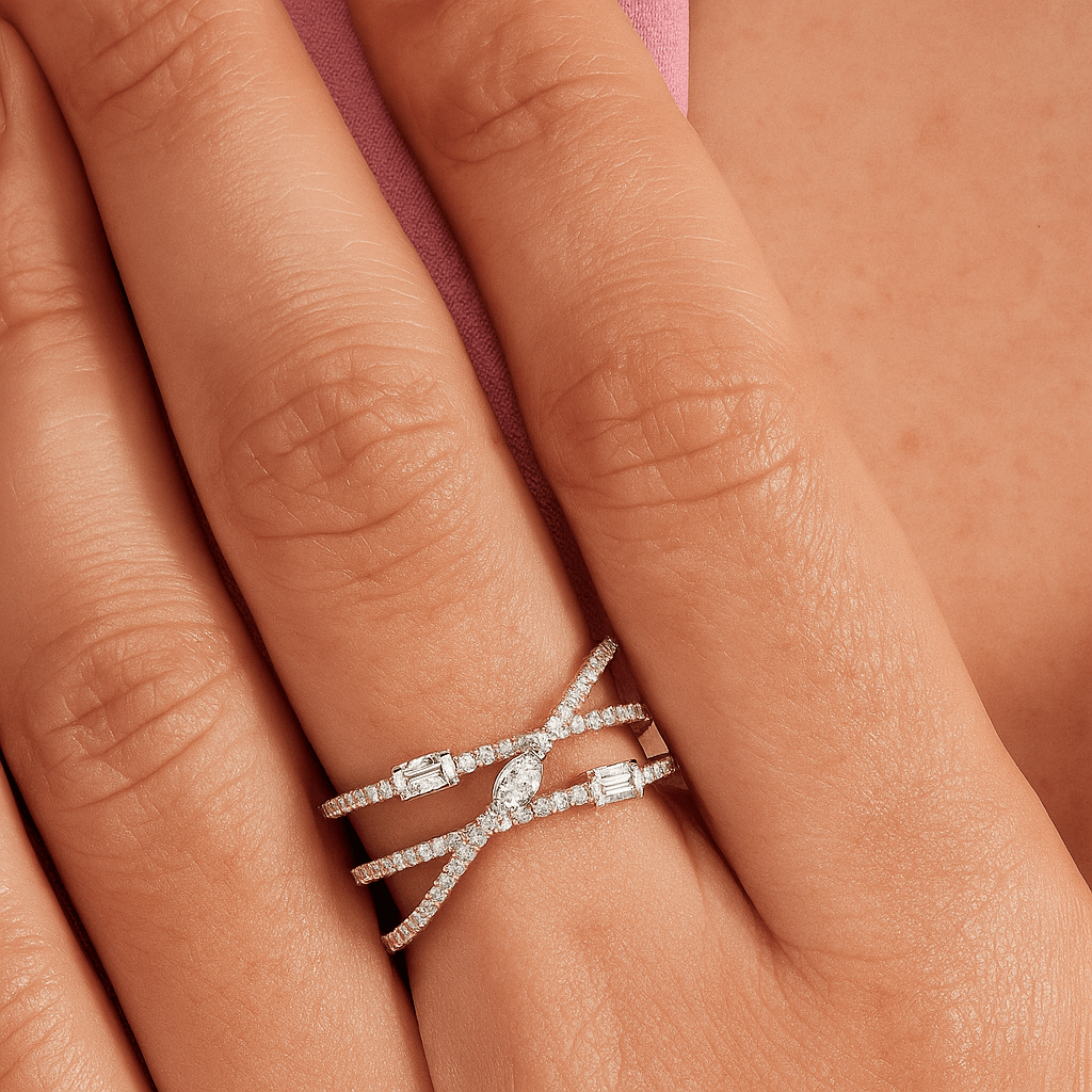 Oval Solitaire Diamond Engagement Ring with Pavé Band by Sami Jewels