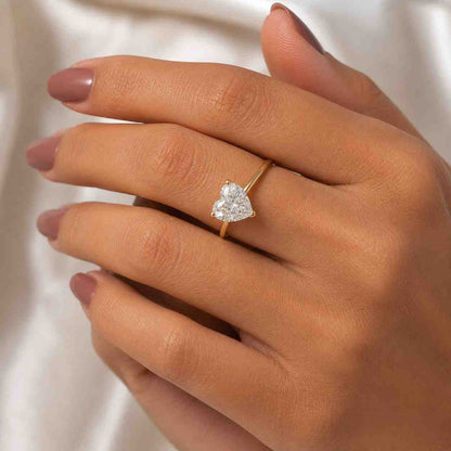 14k Solid Gold Heart Diamond Engagement Ring Two Tone Heart Cut Diamond Proposal Ring IGI Certified Lab Grown Diamond Ring Anniversary Ring