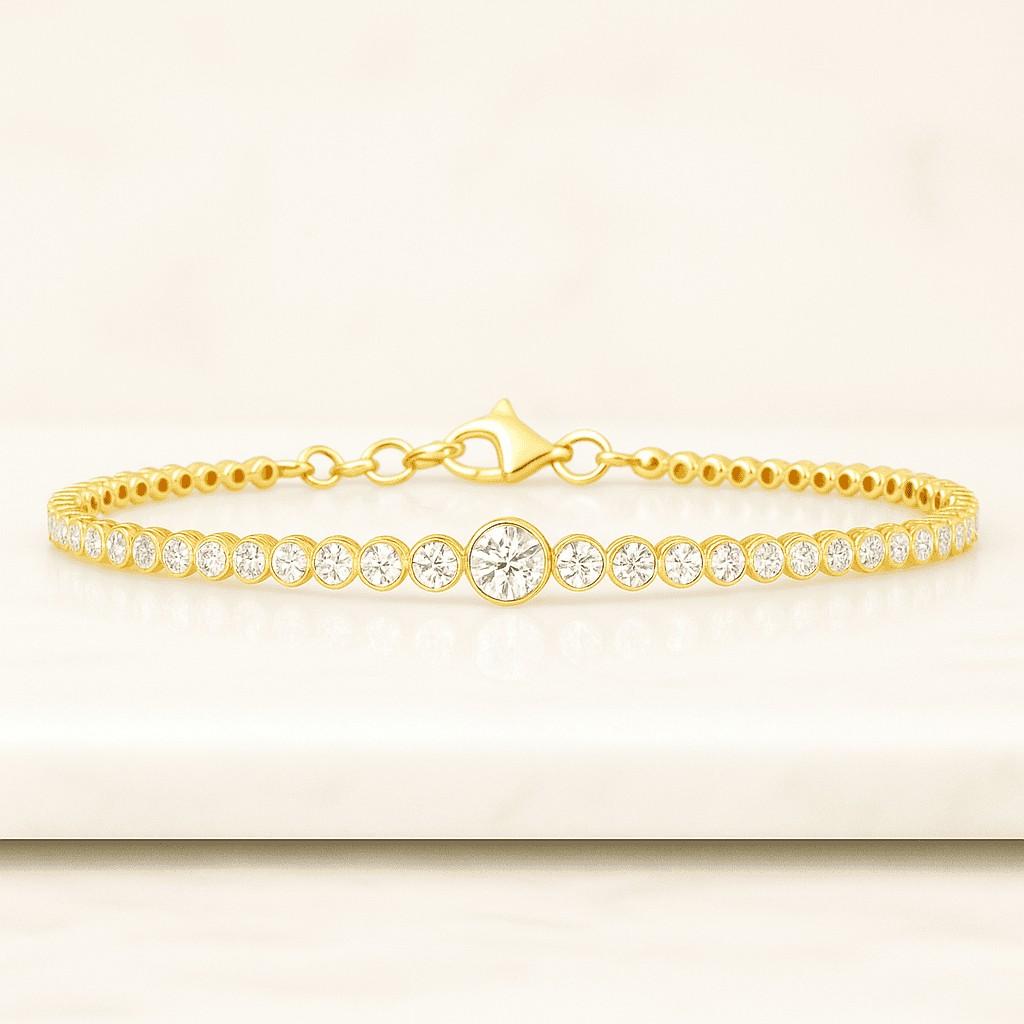 Bezel Set Round Moissanite Diamond Tennis Bracelet