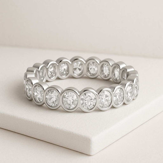 Anniversary Gift for Wife Simple Oval Diamond Ring 