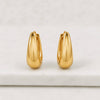 Gold Tone Teardrop Huggie Hoop Earrings