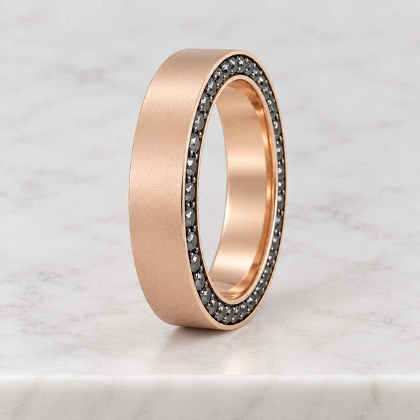 14k Black Diamond Ring, Diamond Wedding Band, Black Wedding Band, Black Diamond Band, Pave Ring, Stackable Ring, Anniversary Gift For Women
