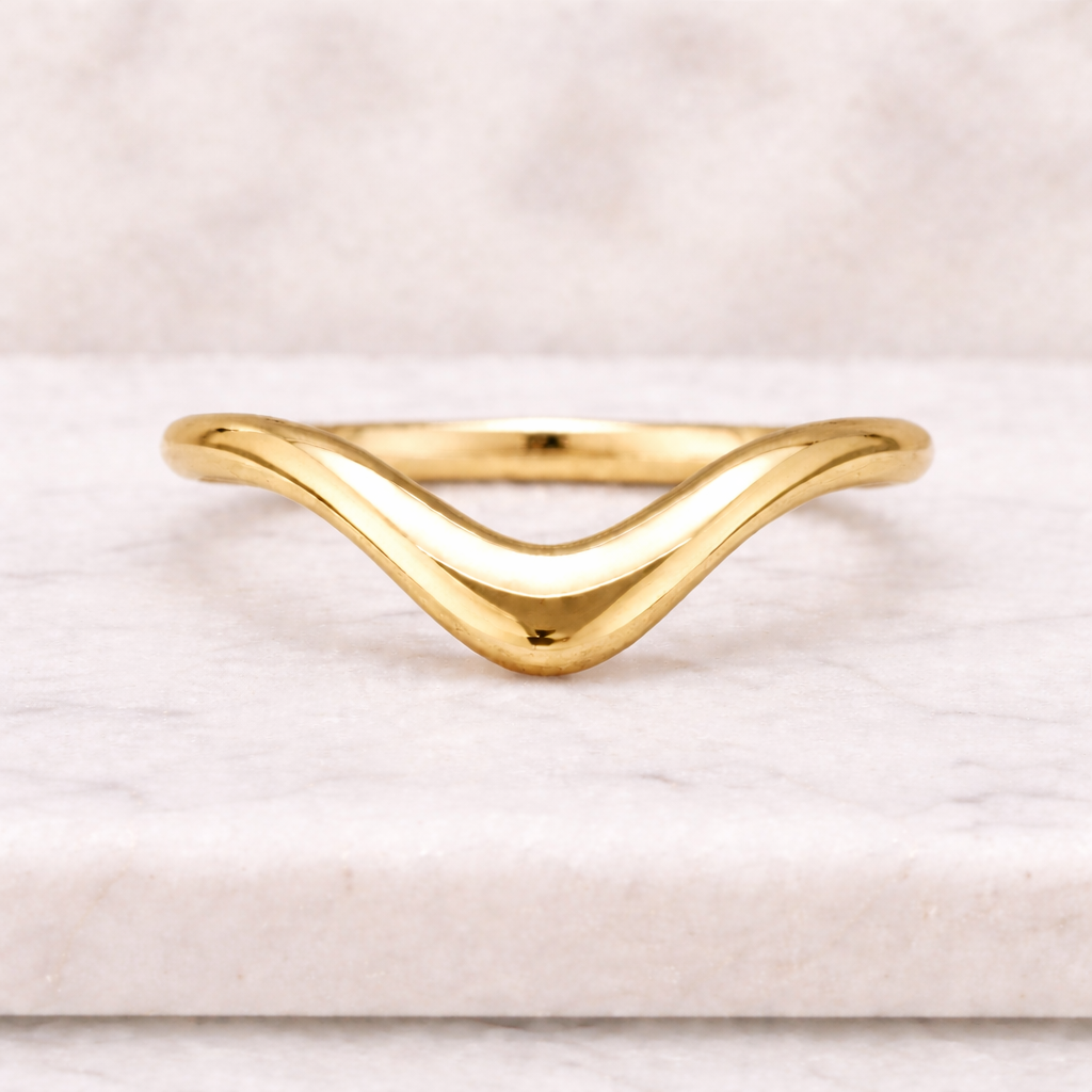14k Curved Engagement Band
