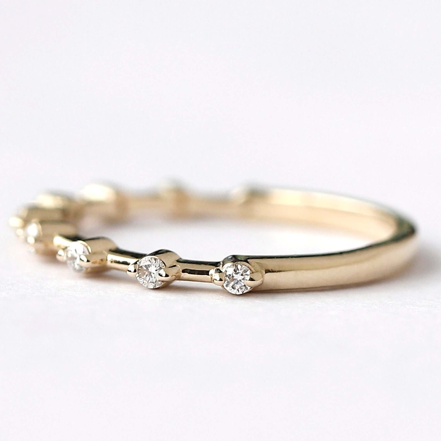 14k Dainty Diamond Wedding Band