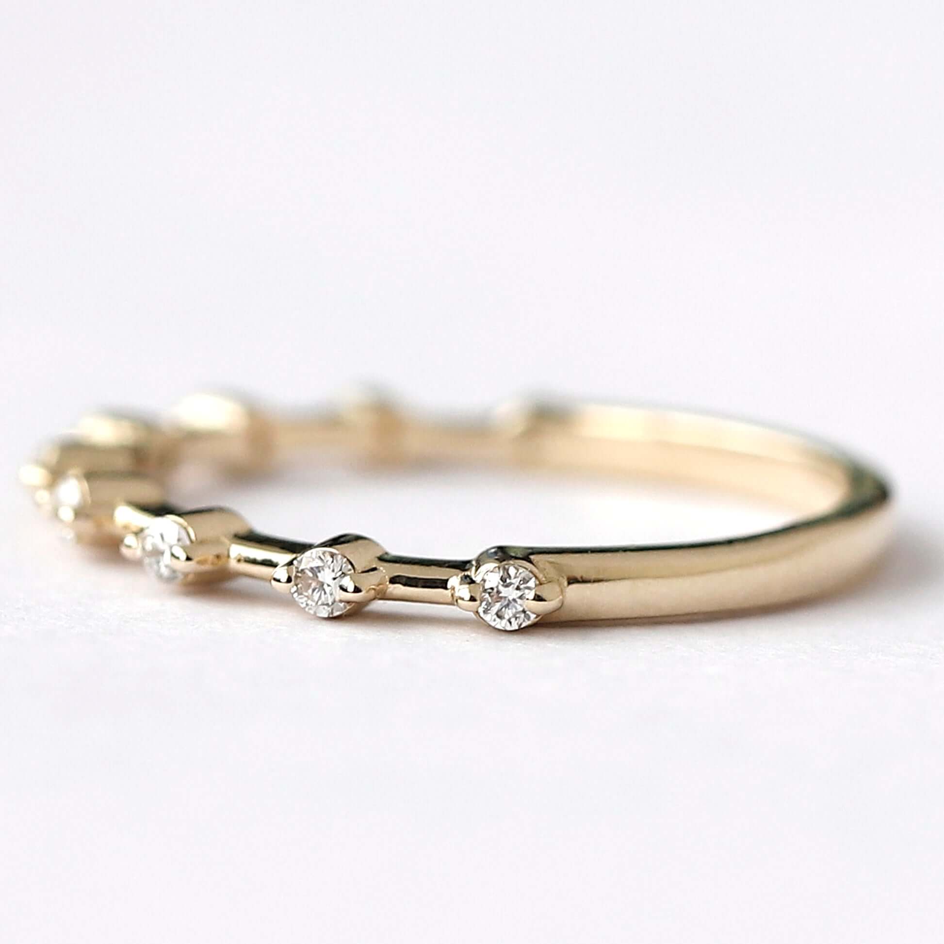 14k Dainty Diamond Wedding Band