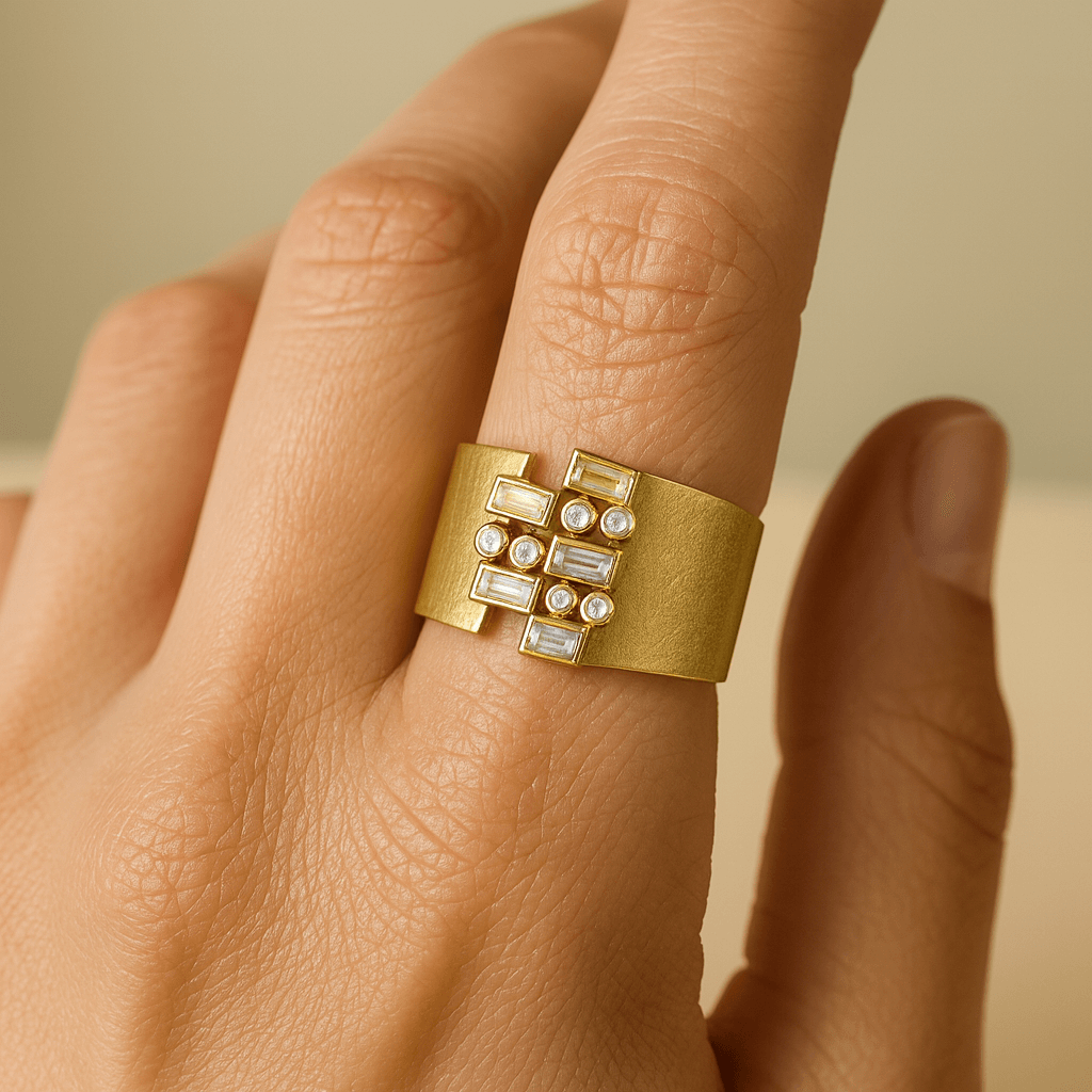 Thick Lab Diamond Bridal Jewelry, Unique Gift Ring for Wife