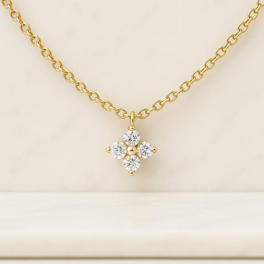 14k Diamond Clover Necklace Diamond Necklace