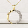 18K Gold Round Cut Moissanite Diamond Crescent Necklace