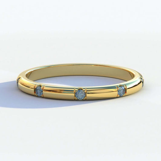 14k Distance Diamond Wedding Band