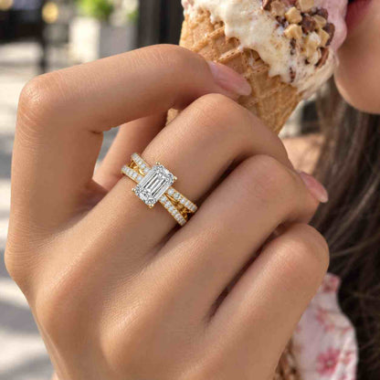 14k Emerald Cut Diamond Eternity Ring / 2.3 CTTW Lab Grown Diamond Ring / Basket Setting Wedding Band / Engagement Ring/ gift for her
