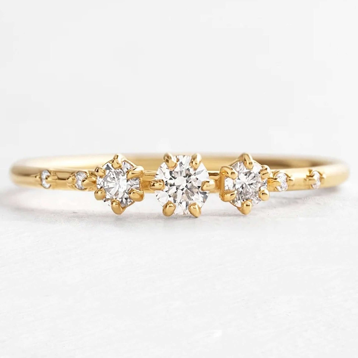 14k Gold 7 Stone Prong Setting Diamond Wedding Band