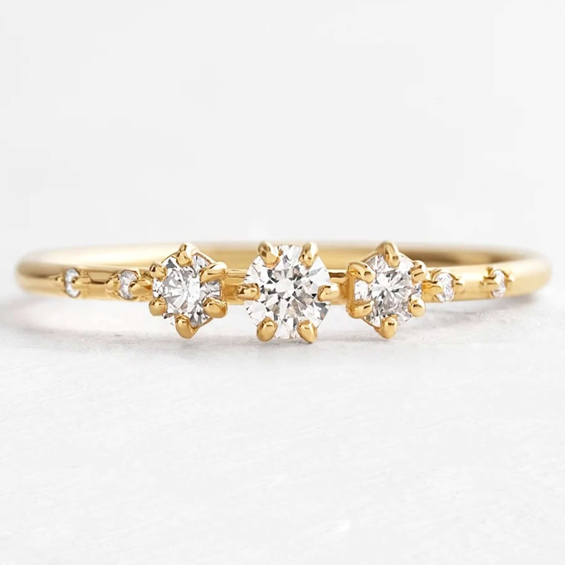 14k Gold 7 Stone Prong Setting Diamond Wedding Band