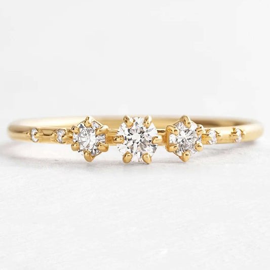 14k Gold 7 Stone Prong Setting Diamond Wedding Band