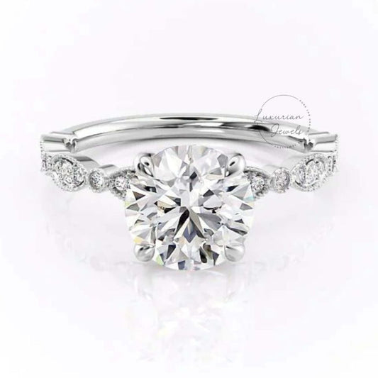 14k Gold Art Deco Halo Engagement Ring