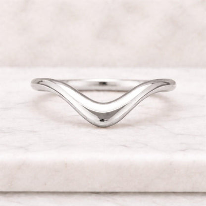  14k Gold Band Contour Band Stack Ring  Curve Band