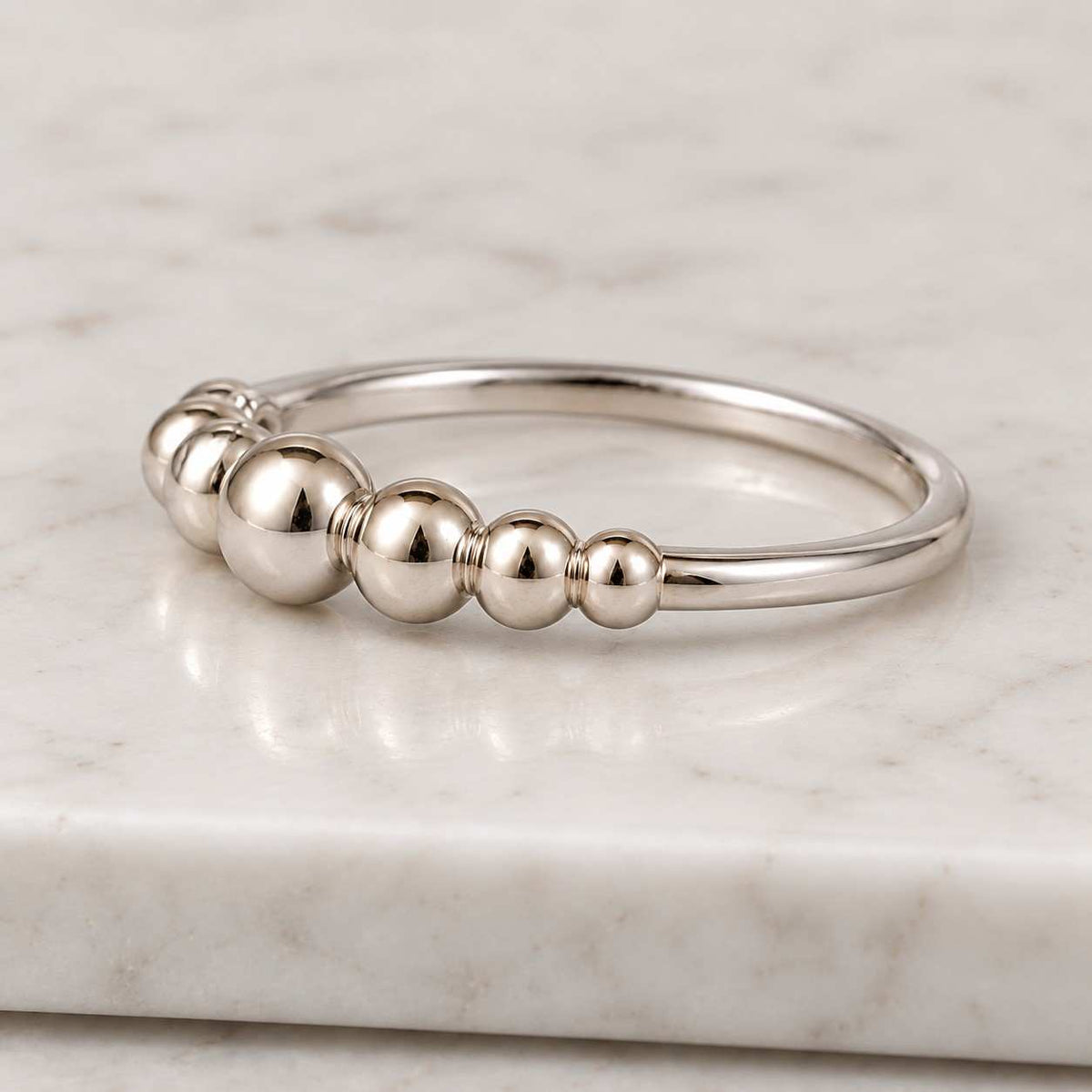 14k gold beaded ring, dainty stacking band 