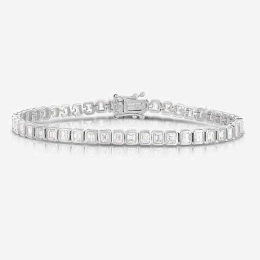 14k Gold Bezel Setting Emerald Cut Diamond Tennis Bracelet