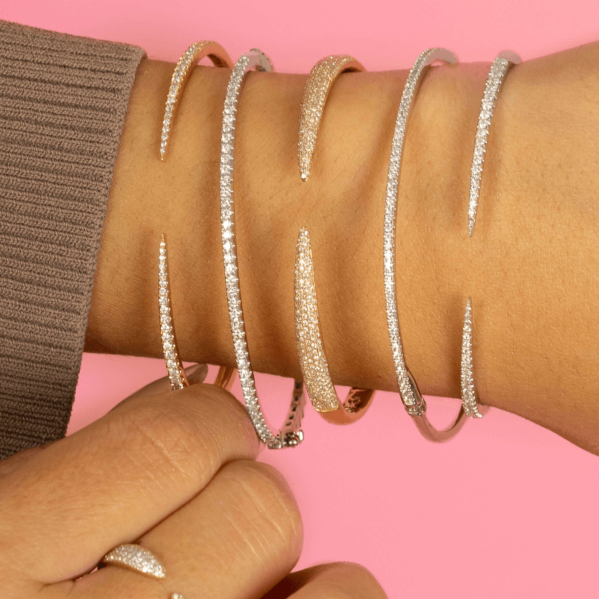 14k Gold Cuff Diamond Bangle Bracelet