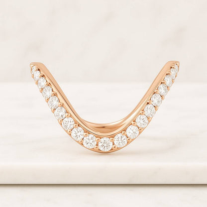 14k Gold Curved Wedding Band Domed Contour Stacking Ring