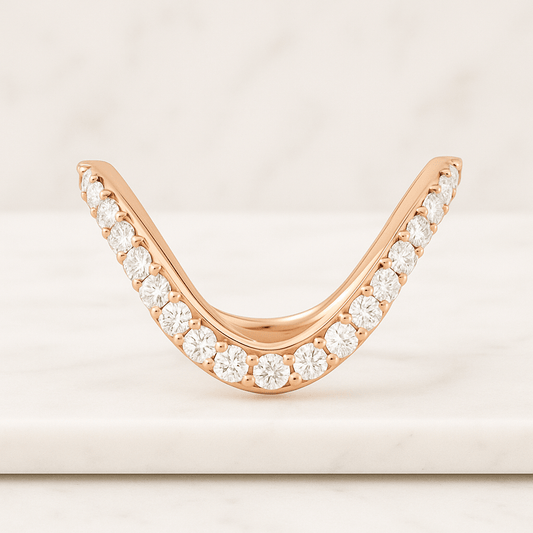 14k Gold Curved Wedding Band Domed Contour Stacking Ring