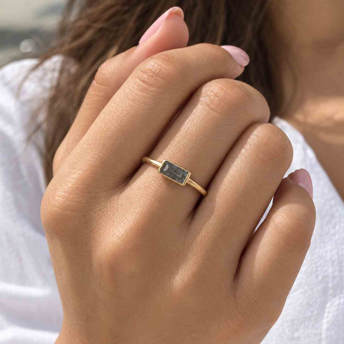14k Gold Diamond Baguette Ring, Engagement Ring,