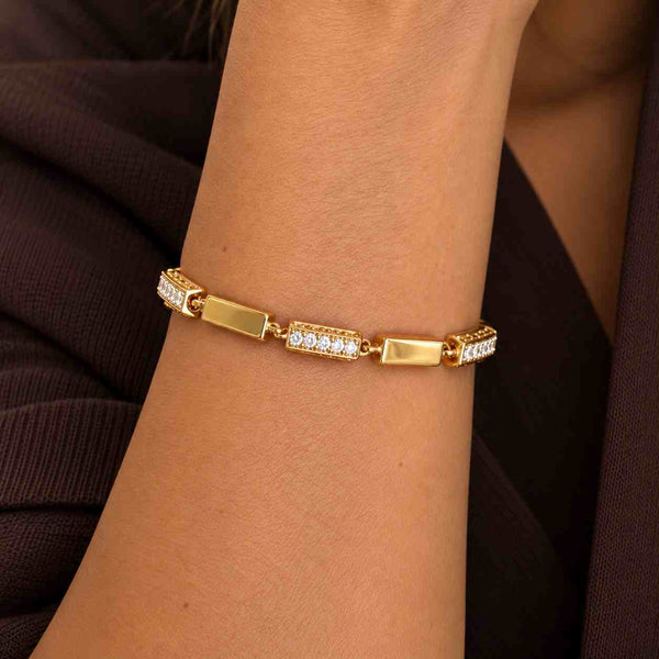 14k Gold Diamond Bracelet, Solid Gold Bracelet, Diamond Bar, Dainty Gold and Diamond Bracelet, Minimalist Bracelet, Wedding Gift, Priscilla
