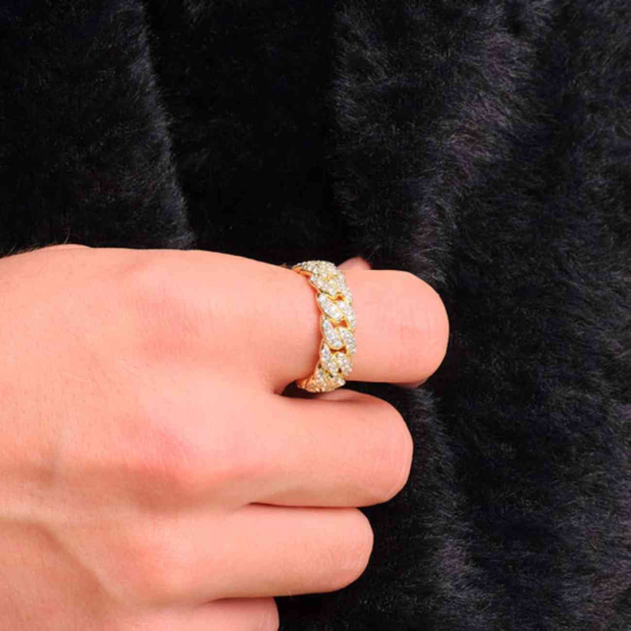 14k Gold Diamond Chain Ring Chain Link Ring  Diamond Buckle Ring  Diamond Stacking Ring Fashion Cocktail Ring